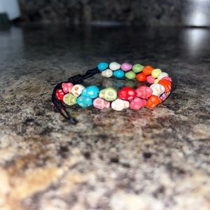 Colorful Pull string skull bracelet